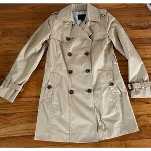 Trench Coat Classic Banana Republic Limonta Beige Women's SZ XS Khaki No Belt